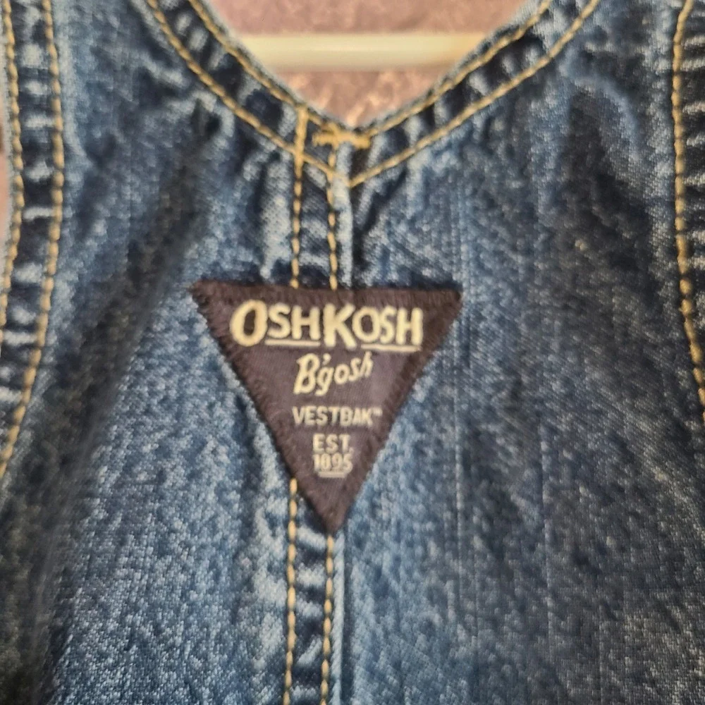OshKosh Bgosh Shortalls Kids 9M Blue Denim Carpenter Vestbak Adjustable Straps